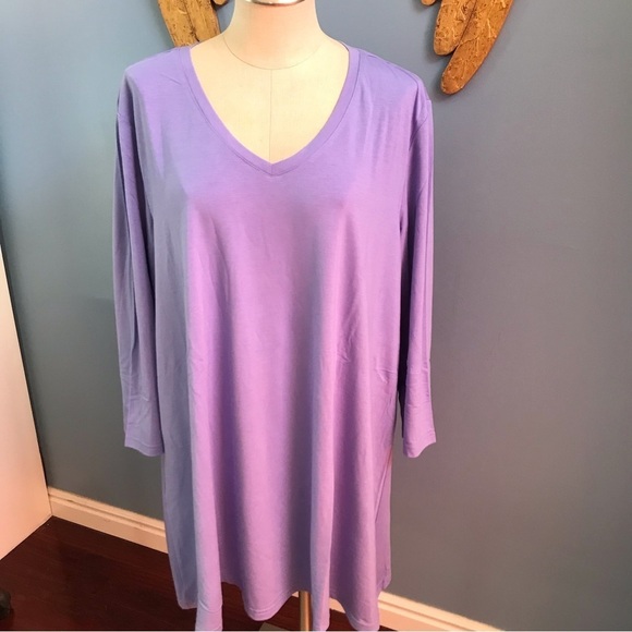 NWT Mountain Mamas essential v-neck tunic periwinkle 3/4 sleeves size XXXL - Picture 1 of 9